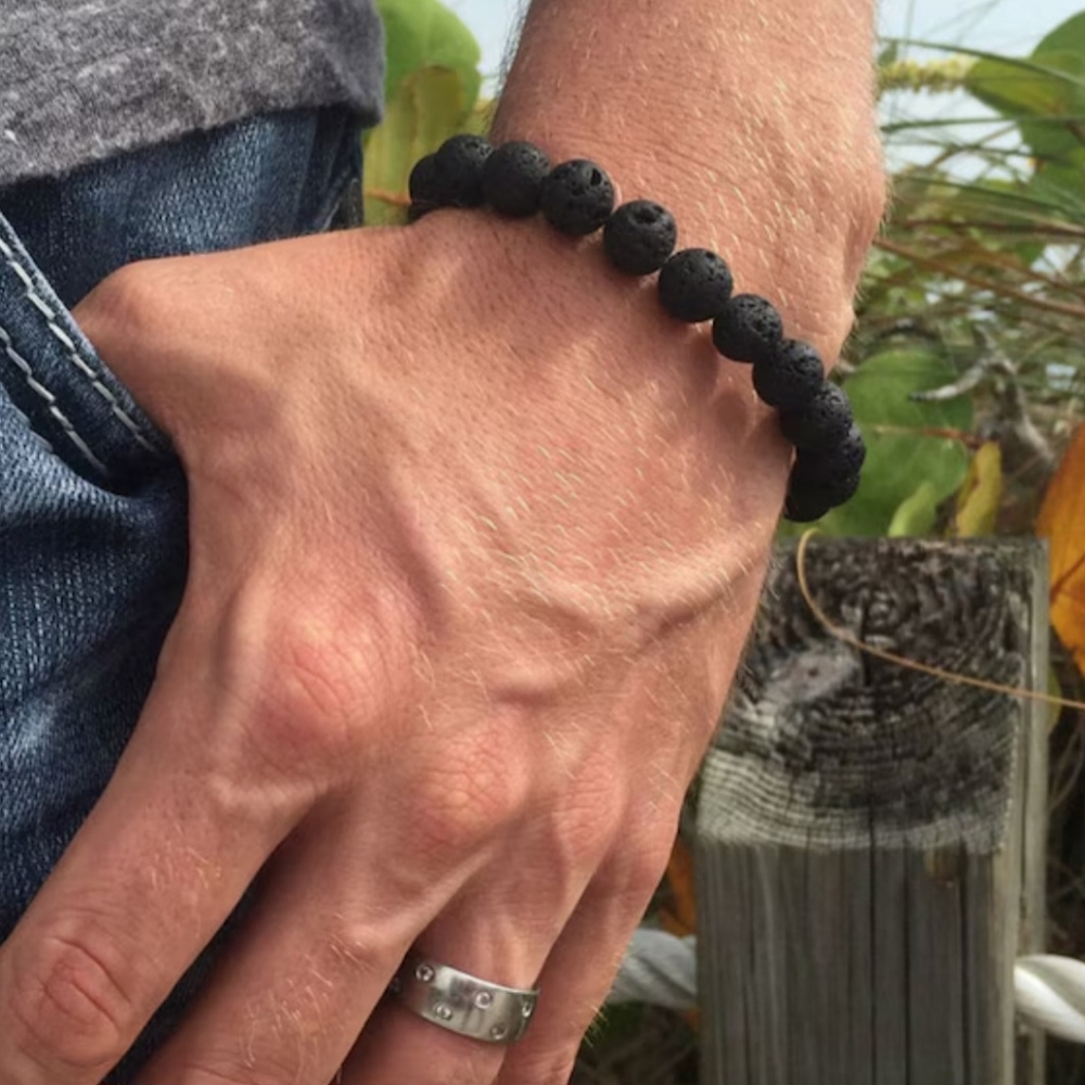🔥MEN NATURAL LAVA STONE 3-PIECE BRACELETS🔥